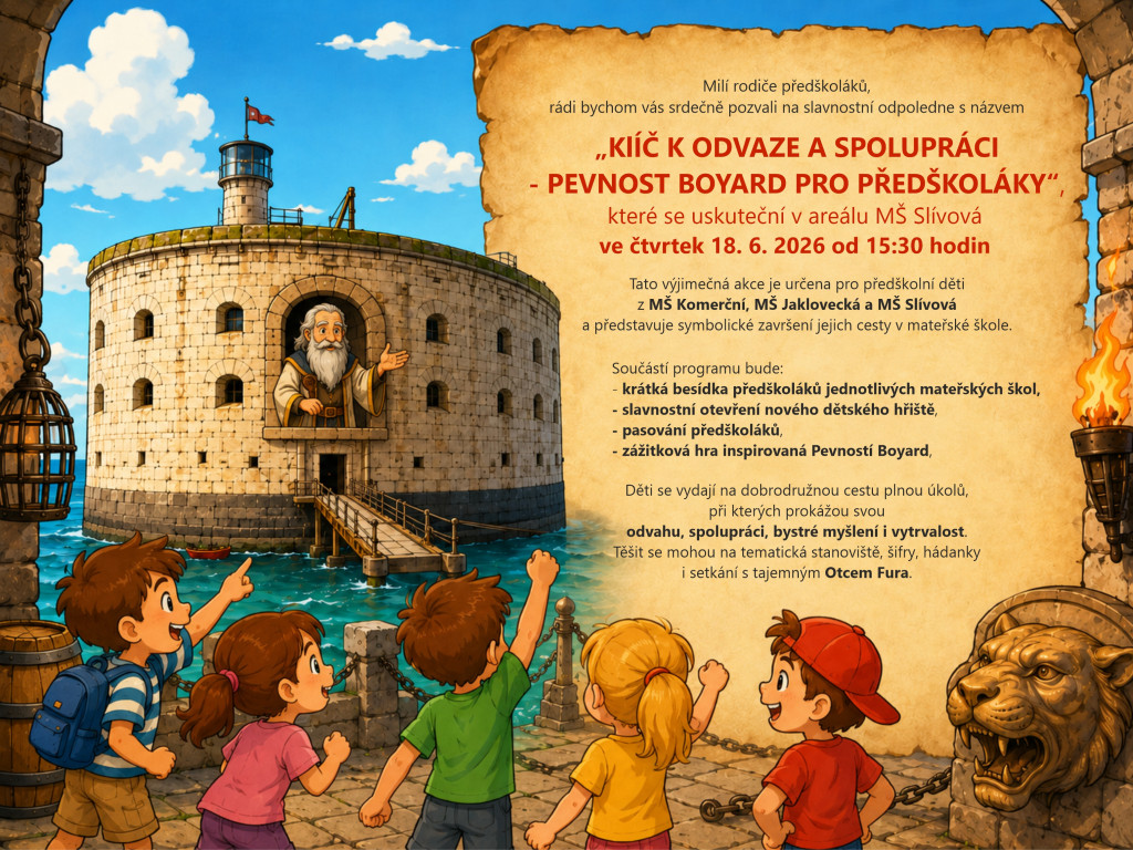 Klíč k odvaze a spolupráci - pevnost Boyard pro předškoláky