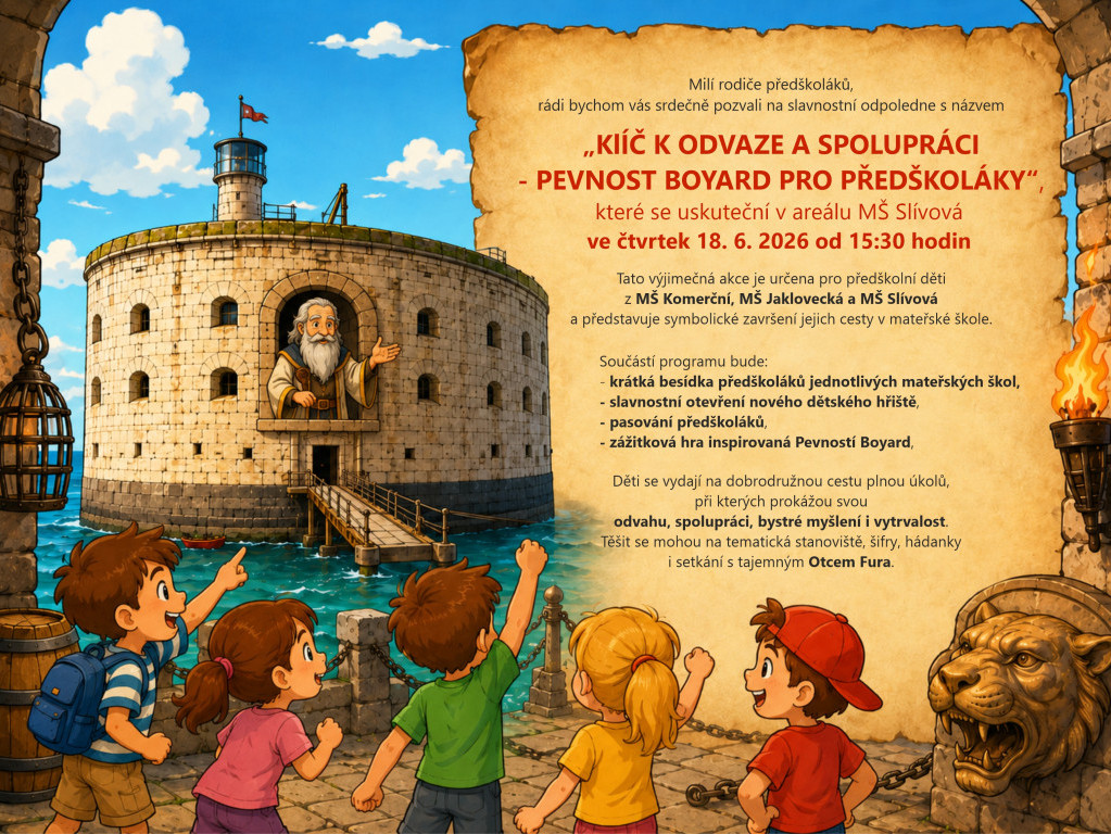 Klíč k odvaze a spolupráci - pevnost Boyard pro předškoláky