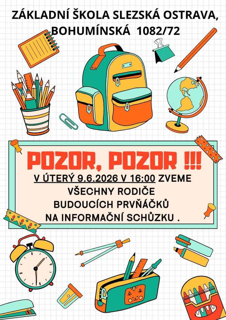 INFORMAČNÍ SCHŮZKA BUDOUCÍCH PRVŇÁČKŮ